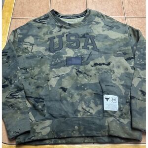 UNDER ARMOUR Sweatshirt Project Rock Camo Verterans Day USA Crewneck Womens Sz S